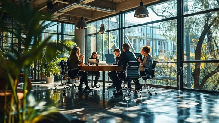 Executive team meeting in a modern workspace